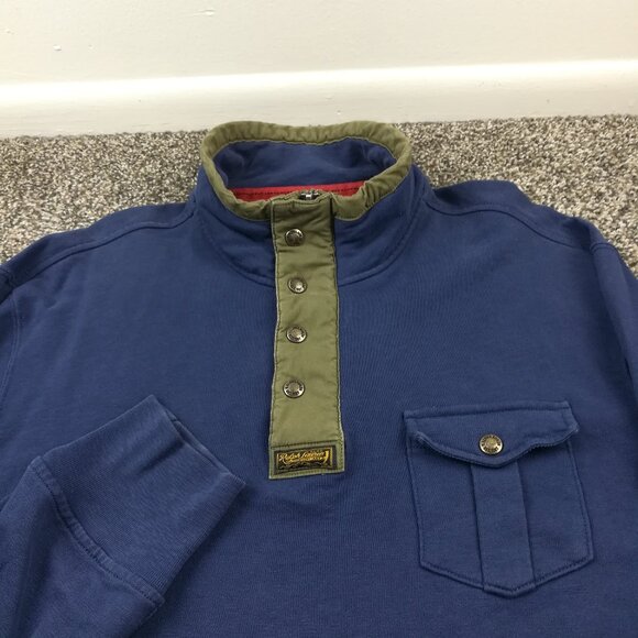 Vintage Polo Ralph Lauren Sweatshirt 1/4 Zip Talon Zipper Blue Mens XL - Picture 1 of 9